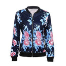 Women Retro Flower Floral Print Bomber Jacket-Dark blue-S-JadeMoghul Inc.
