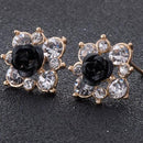 Women Rhinestone Crystal And Rose Flower Stud Earrings-H-JadeMoghul Inc.
