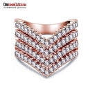 Women Rose Gold Plated Cubic Zircon Multi Layer Ring-10-333a-JadeMoghul Inc.