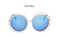 Women Round Shaped Reflector Sunglasses With 100 % UV 400 Protection-QF24 Gold Blue-JadeMoghul Inc.