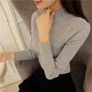 Women Ruffled Sleeve And Neck Solid Sweater Top-gray-M-JadeMoghul Inc.