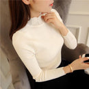 Women Ruffled Sleeve And Neck Solid Sweater Top-white-M-JadeMoghul Inc.