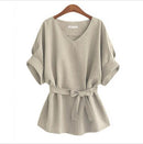 Women's Kimono Style Bat Sleeve Shirt Top With Belt