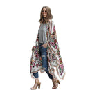 Women's Long Floral Patterned Chiffon Kimono Cardigan. Perfect as a beach Cover-up
