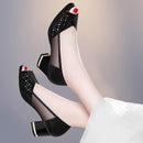 Women Sandals Bling Open Toe High Heels Hollow Out Pumps Woman Dress Shoes OL office Ladies Shoes zapatos mujer 6620-Black-4.5-JadeMoghul Inc.