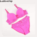 Women Satin And Lace Bra And Panties Set