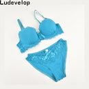 Women Satin And Lace Bra And Panties Set-Green-80B or 36B-JadeMoghul Inc.