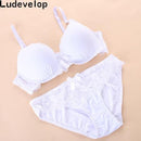 Women Satin And Lace Bra And Panties Set-Sky Blue-80B or 36B-JadeMoghul Inc.
