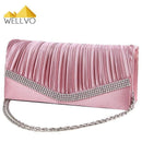 Women Satin Clutch Bag Rhinestone Evening Purse Ladies Day Clutch Chain Handbag Bridal Wedding Party Bag Bolsa Mujer 2017 XA1080-Pink-JadeMoghul Inc.