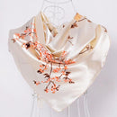 Women Satin Silk Blossoms Print Scarf-beige-JadeMoghul Inc.