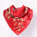 Women Satin Silk Blossoms Print Scarf-red-JadeMoghul Inc.
