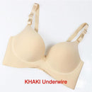 Women Seamless Adjustable Strap Satin Push Up Bra-beige-A-32-JadeMoghul Inc.