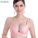 Women Seamless Adjustable Strap Satin Push Up Bra-beige-A-32-JadeMoghul Inc.