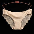 Women Seamless Cotton Breathable Lace Panties-apricot-L-JadeMoghul Inc.