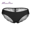 Women Seamless Cotton Breathable Lace Panties-black-L-JadeMoghul Inc.