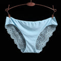 Women Seamless Cotton Breathable Lace Panties-blue-L-JadeMoghul Inc.