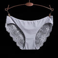 Women Seamless Cotton Breathable Lace Panties-Grey-L-JadeMoghul Inc.