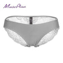 Women Seamless Cotton Breathable Lace Panties-Grey-XXL-JadeMoghul Inc.