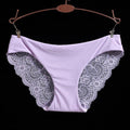 Women Seamless Cotton Breathable Lace Panties-Lavender-L-JadeMoghul Inc.
