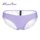 Women Seamless Cotton Breathable Lace Panties-Lavender-L-JadeMoghul Inc.