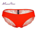 Women Seamless Cotton Breathable Lace Panties-red-L-JadeMoghul Inc.