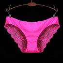 Women Seamless Cotton Breathable Lace Panties-rose red-L-JadeMoghul Inc.