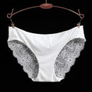 Women Seamless Cotton Breathable Lace Panties-white-L-JadeMoghul Inc.