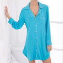 Women silk Button Down front Sleep Shirt In Solid Colors-As Shouw 1-M-JadeMoghul Inc.