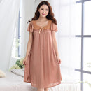Women Silk Lace Trimmed Night Gown / 2 Piece Short Set-601golden-M-JadeMoghul Inc.