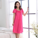 Women Silk Lace Trimmed Night Gown / 2 Piece Short Set-601rose red-M-JadeMoghul Inc.