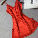 Women Silk Night Dress Camisole In Solid Colors And Lace Trim-red-M-JadeMoghul Inc.