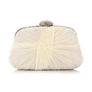 Women Silk Pleated Bow Evening Clutch-beige-JadeMoghul Inc.