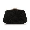Women Silk Pleated Bow Evening Clutch-black-JadeMoghul Inc.