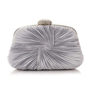 Women Silk Pleated Bow Evening Clutch-silver-JadeMoghul Inc.