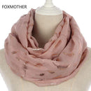 Scarves For Women Silver Feather Printed Infinity Scarf