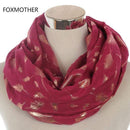 Scarves For Women Silver Feather Printed Infinity Scarf