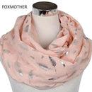 Scarves For Women Silver Feather Printed Infinity Scarf