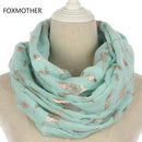 Scarves For Women Silver Feather Printed Infinity Scarf