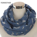 Scarves For Women Silver Feather Printed Infinity Scarf