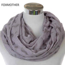 Women Silver Feather Printed Infinity Scarf-Grey-JadeMoghul Inc.