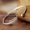 Women Simple Design Real Pure 925 Sterling Silver Feather And Ball Cuff Bracelet--JadeMoghul Inc.