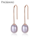 Women Simple Ear Hook 925 Sterling Silver Fresh Water Pearl Drop Earrings-White-JadeMoghul Inc.