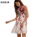 Women Sleeveless Chiffon Floral Print Summer Dress-Multi-XS-JadeMoghul Inc.