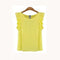 Women Sleeveless Chiffon Shirt Top With bow Decoration At The Back-Yellow-L-JadeMoghul Inc.