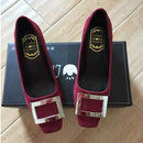 Women Smart Square Toe Buckle Slip On Pumps
