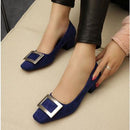 Women Smart Square Toe Buckle Slip On Pumps