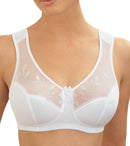 Women Soft Cups Embroidered Wire Free Full Coverage Minimizer Bra