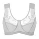 Women Soft Cups Embroidered Wire Free Full Coverage Minimizer Bra