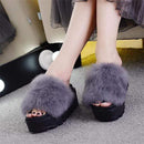Women' Sandals Soft Faux Fur Platform Slippers/ Sandals