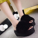 Women' Sandals Soft Faux Fur Platform Slippers/ Sandals